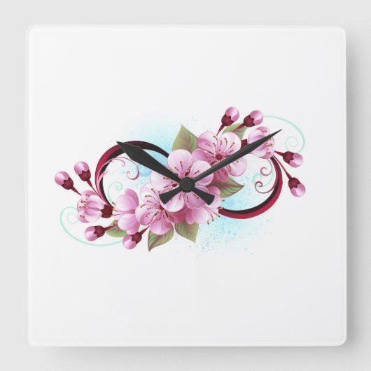 インフィニティと桜花 スクエア壁時計 (正面)