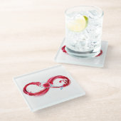 インフィニティと赤ワイン ガラスコースター (アングル)