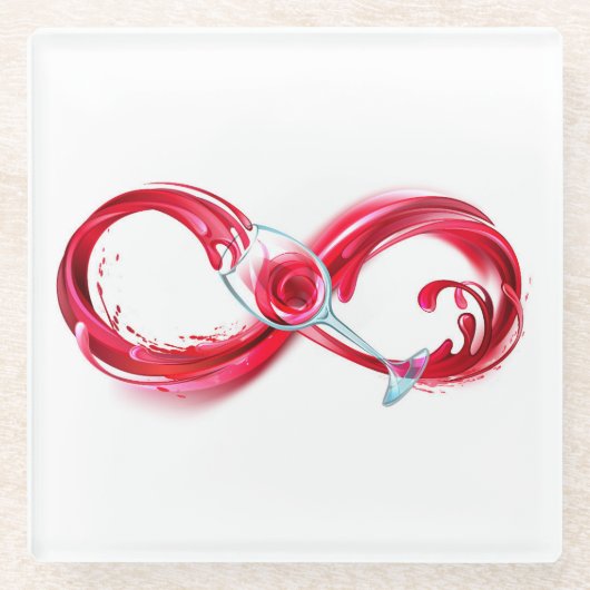 インフィニティと赤ワイン ガラスコースター (正面)