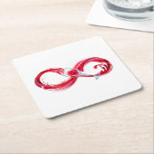 インフィニティと赤ワイン スクエアペーパーコースター (アングル)