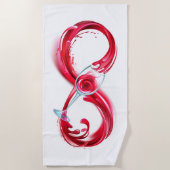 インフィニティと赤ワイン ビーチタオル (正面)