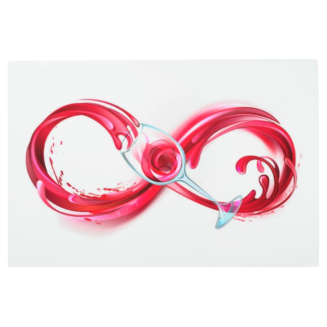 インフィニティと赤ワイン メタルプリント (正面)