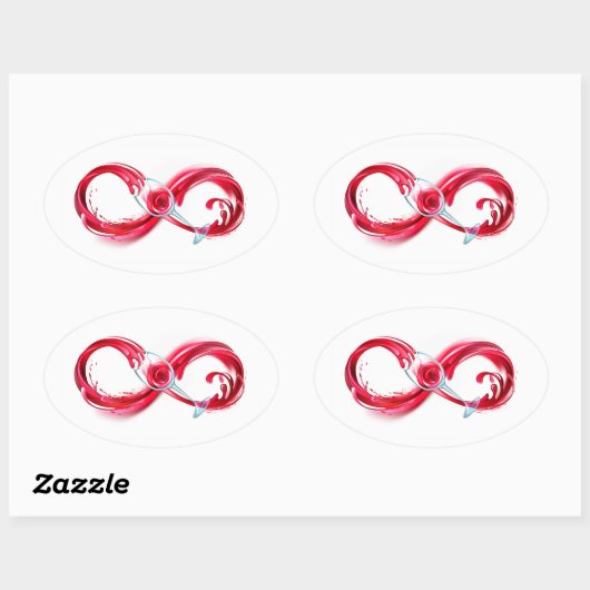 インフィニティと赤ワイン 楕円形シール (シート)