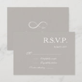 インフィニティのシンボルがユニークなグレーとホワイトのウェディングRSVP 招待状 (正面/裏面)