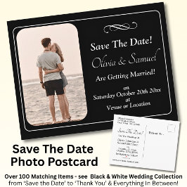 インフィニティを添えたモノクロの『Save The Date』フォト 案内ポストカード
