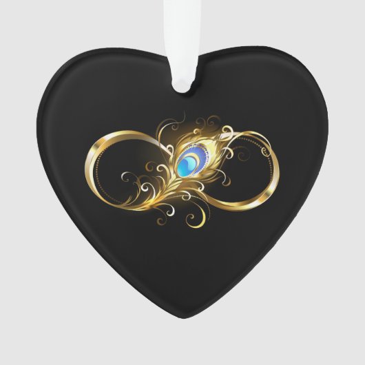 インフィニティウィズゴールデンピーコックフェザー オーナメント (正面)