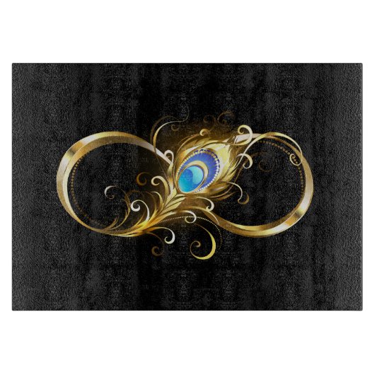 インフィニティウィズゴールデンピーコックフェザー カッティングボード (正面)