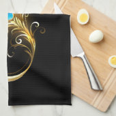 インフィニティウィズゴールデンピーコックフェザー キッチンタオル (四つ折り)