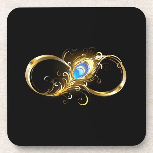 インフィニティウィズゴールデンピーコックフェザー コースター (正面)