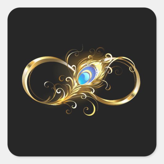 インフィニティウィズゴールデンピーコックフェザー スクエアシール (正面)