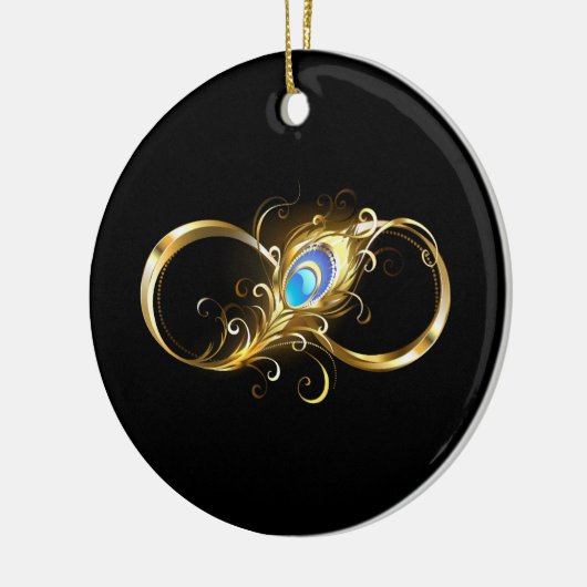 インフィニティウィズゴールデンピーコックフェザー セラミックオーナメント (左)