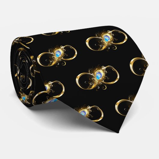 インフィニティウィズゴールデンピーコックフェザー ネクタイ (ロール)