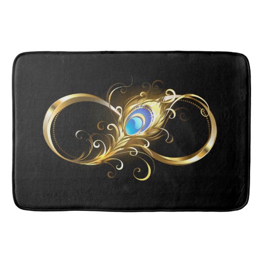 インフィニティウィズゴールデンピーコックフェザー バスマット (正面)