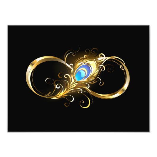 インフィニティウィズゴールデンピーコックフェザー フォトプリント            (正面)