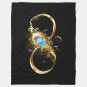 インフィニティウィズゴールデンピーコックフェザー フリースブランケット (正面)
