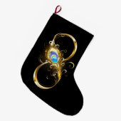 インフィニティウィズゴールデンピーコックフェザー ラージクリスマスストッキング (正面 (吊り時))