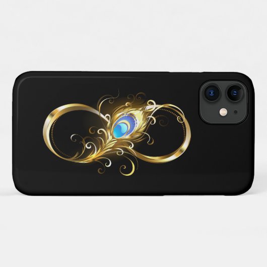 インフィニティウィズゴールデンピーコックフェザー Case-Mate iPhoneケース (裏面(横))