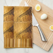 インフィニティゴールデンキリン動物モチーフアートプリント キッチンタオル (四つ折り)