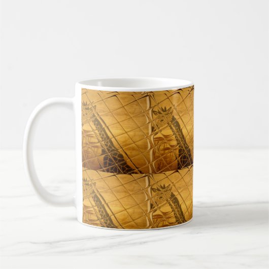 インフィニティゴールデンキリン動物モチーフアートプリント コーヒーマグカップ (左)