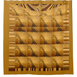 インフィニティゴールデンキリン動物モチーフアートプリント シャワーカーテン