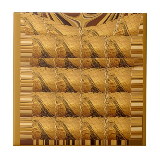 インフィニティゴールデンキリン動物モチーフアートプリント タイル (正面)