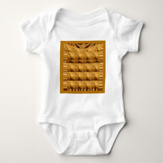 インフィニティゴールデンキリン動物モチーフアートプリント ベビーボディスーツ (正面)