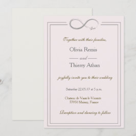 インフィニティサインのユニークなフラッシュピンクゴールドグレーウェディング 招待状