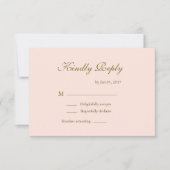 インフィニティサインコーラルピンクミニマリスト結婚式RSVP 招待状 (正面)