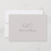 インフィニティサインコーラルピンクミニマリスト結婚式RSVP 招待状 (裏面)