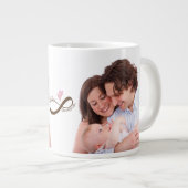 インフィニティサインピンクハートカスタムパパベビーガールピック ジャンボコーヒーマグカップ (正面右)