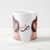 インフィニティサインピンクハートカスタムパパベビーガールピック ジャンボコーヒーマグカップ (正面)