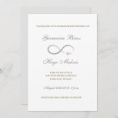 インフィニティサインホワイトグレー金ゴールドエレガントな結婚式 招待状 (正面/裏面)