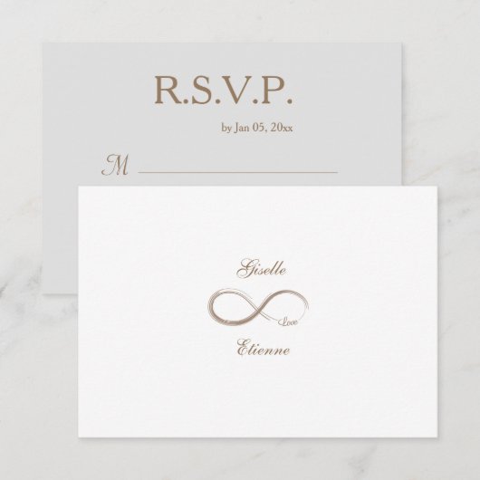 インフィニティサイン ゴールド ホワイト オーダーメイド ネーム ウェディング RSVP 招待状 (正面/裏面)