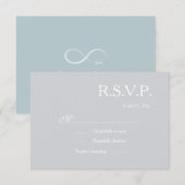インフィニティサイン ダスティーブルー グレー ホワイト ウェディング RSVP 招待状 (正面/裏面)