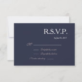インフィニティサイン ネイビーブルー ピンク 白 結婚式 RSVP 招待状 (正面)