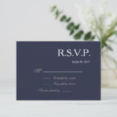 インフィニティサイン ネイビーブルー ピンク 白 結婚式 RSVP 招待状 (スタンド正面)