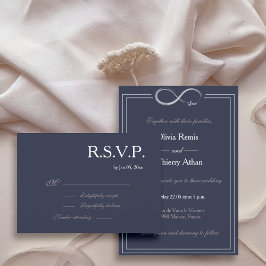 インフィニティサイン ネイビーブルー ピンク 白 結婚式 RSVP 招待状