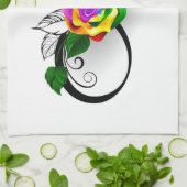 インフィニティシンボルとレインボーバラ キッチンタオル (折り畳み)