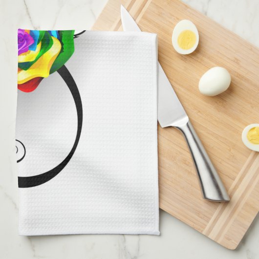 インフィニティシンボルとレインボーバラ キッチンタオル (四つ折り)