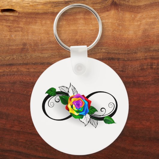 インフィニティシンボルとレインボーバラ キーホルダー (正面)