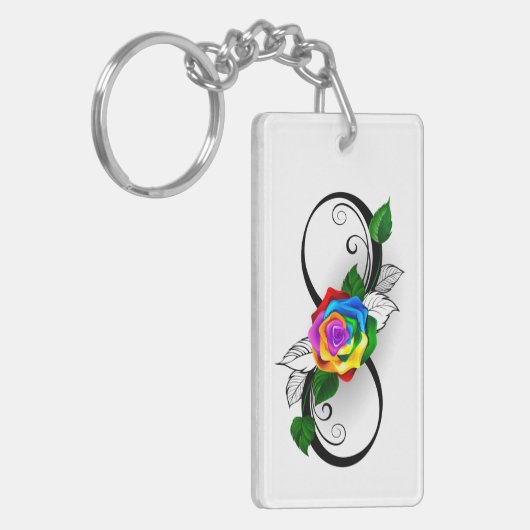 インフィニティシンボルとレインボーバラ キーホルダー (正面左)