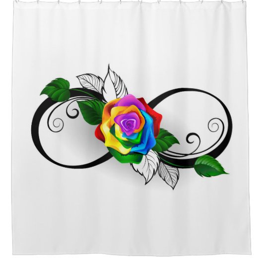 インフィニティシンボルとレインボーバラ シャワーカーテン (正面)