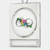 インフィニティシンボルとレインボーバラ シルバープレートバナーオーナメント (左)