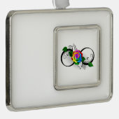 インフィニティシンボルとレインボーバラ シルバープレートフレームオーナメント (右)