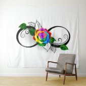 インフィニティシンボルとレインボーバラ タペストリー (インサイチュ(横))