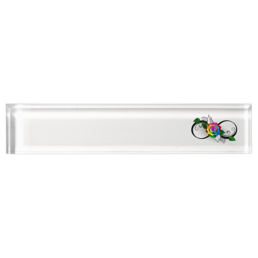 インフィニティシンボルとレインボーバラ デスクネームプレート (正面)