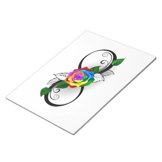 インフィニティシンボルとレインボーバラ ノートパッド (アングル)