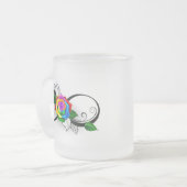 インフィニティシンボルとレインボーバラ フロストグラスマグカップ (正面左)