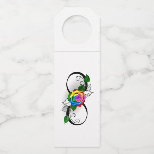 インフィニティシンボルとレインボーバラ ボトルネックタグ