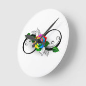 インフィニティシンボルとレインボーバラ ラウンド壁時計 (傾斜)